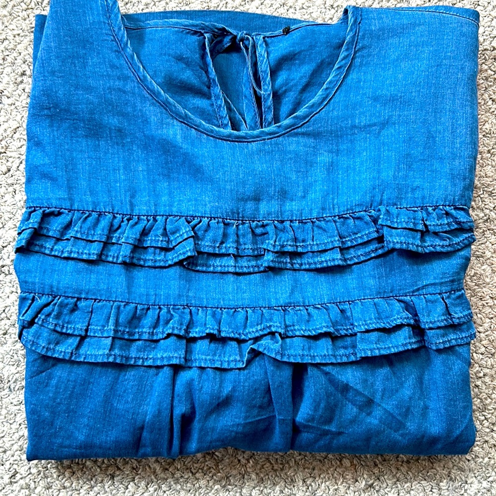 J Crew Denim Blouse w/Ruffles